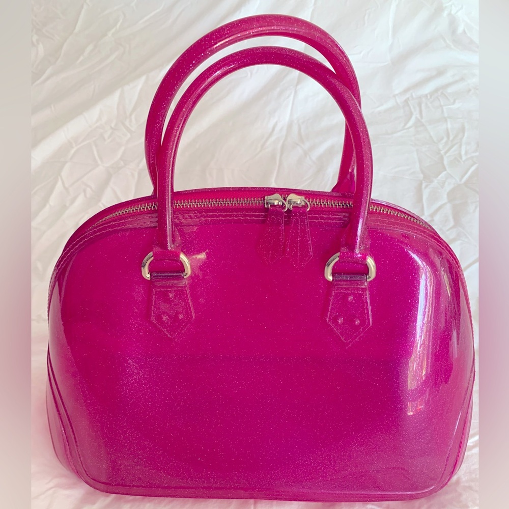 Vintage Translucent Pink Sparkle Vinyl Handbag